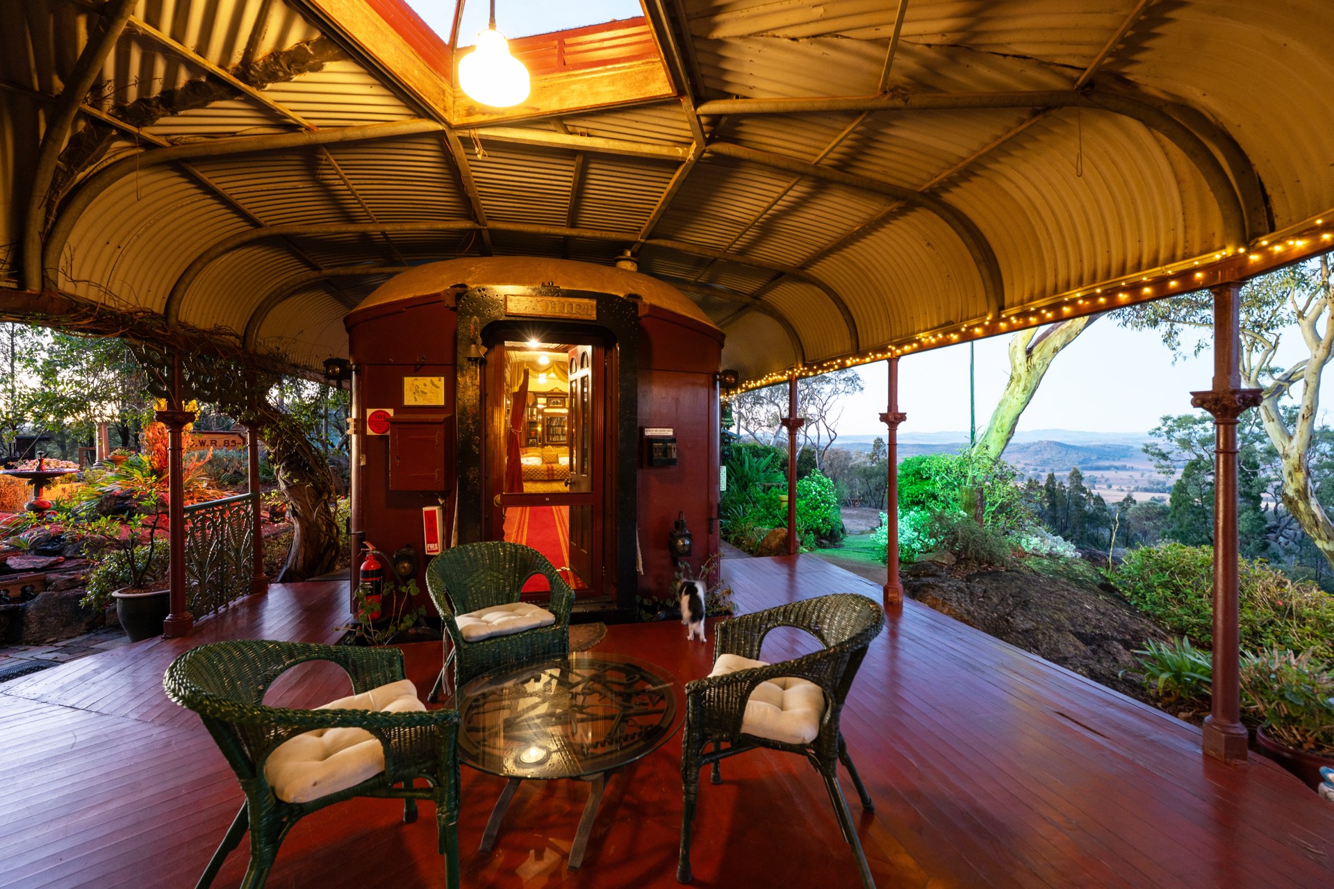 Covered veranda deck with valley views